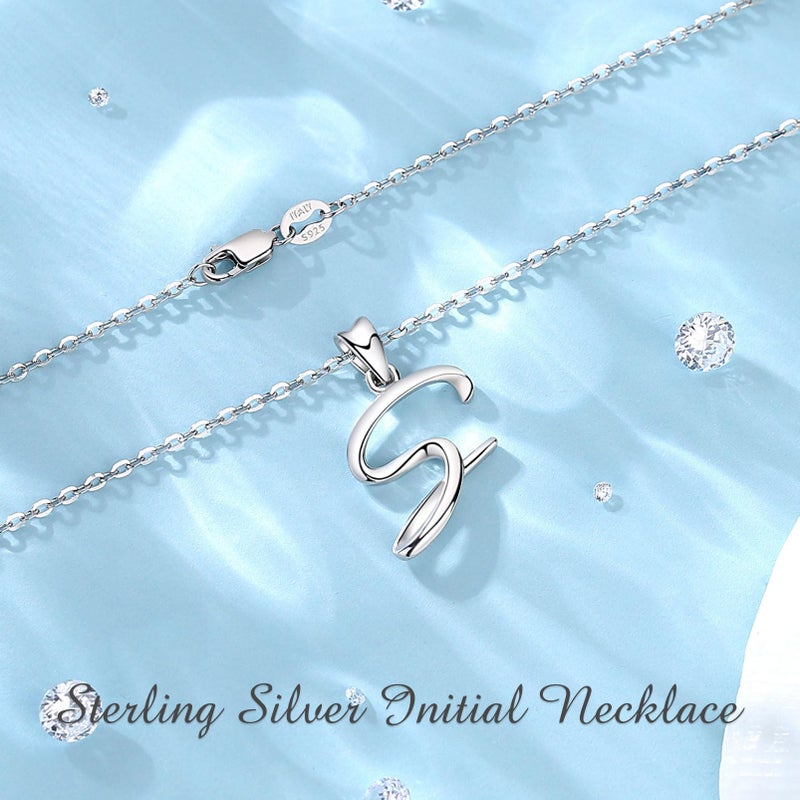 EUDORA Sterling Silver Initial Necklaces for Women, S Letters Alphabet Personalized Charm Pendant Initial Necklace with 18inch O-Ring Chain, S - Image 3
